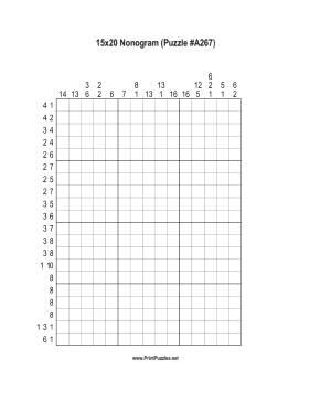 Nonogram - 15x20 - A267 Printable Puzzle