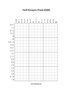Nonogram - 15x20 - A269 Printable Puzzle