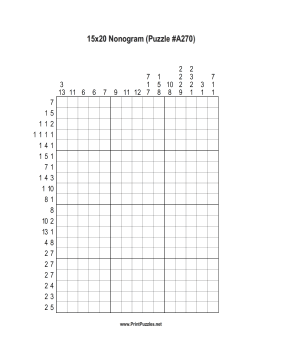 Nonogram - 15x20 - A270 Printable Puzzle