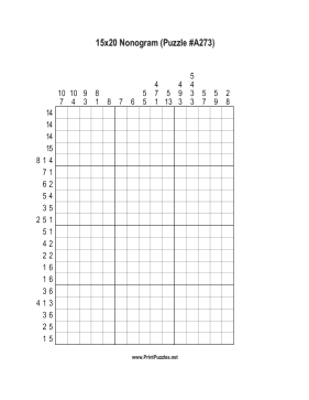 Nonogram - 15x20 - A273 Printable Puzzle