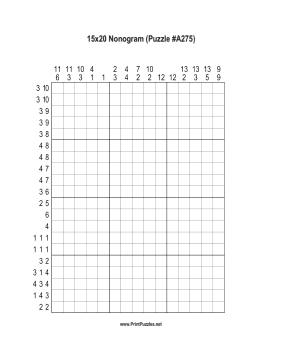 Nonogram - 15x20 - A275 Printable Puzzle