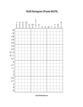 Nonogram - 15x20 - A276 Printable Puzzle