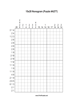 Nonogram - 15x20 - A277 Printable Puzzle