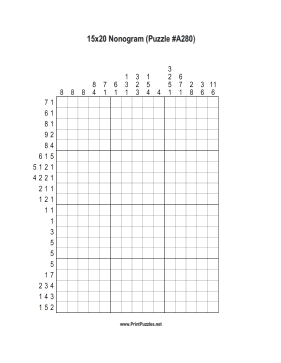 Nonogram - 15x20 - A280 Printable Puzzle