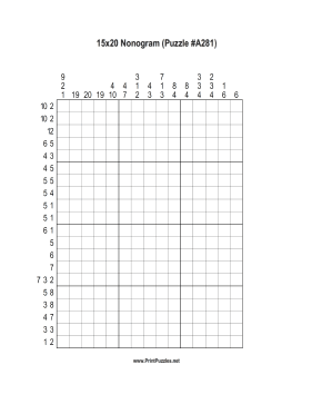Nonogram - 15x20 - A281 Printable Puzzle
