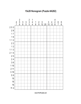 Nonogram - 15x20 - A282 Printable Puzzle