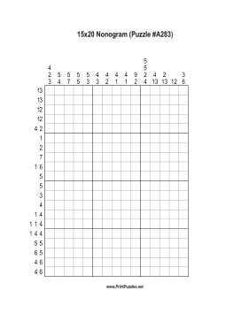 Nonogram - 15x20 - A283 Printable Puzzle