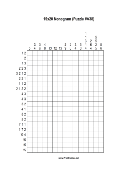 Nonogram - 15x20 - A38 Printable Puzzle