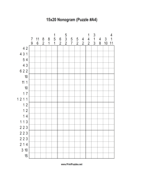 Nonogram - 15x20 - A4 Printable Puzzle