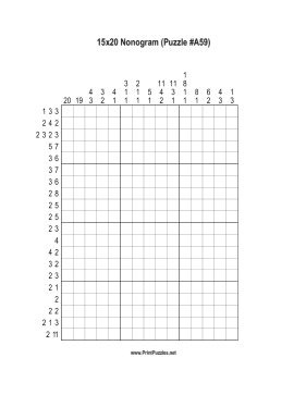 Nonogram - 15x20 - A59 Printable Puzzle