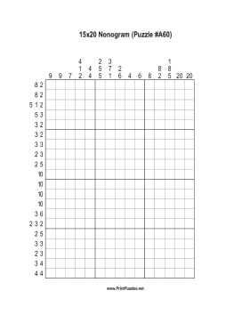Nonogram - 15x20 - A60 Printable Puzzle