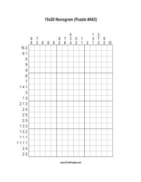 Nonogram - 15x20 - A63 Printable Puzzle
