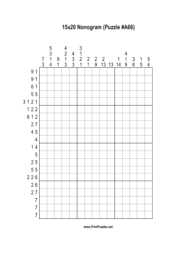 Nonogram - 15x20 - A66 Printable Puzzle