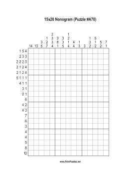 Nonogram - 15x20 - A70 Printable Puzzle