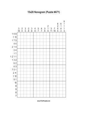 Nonogram - 15x20 - A71 Printable Puzzle