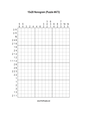 Nonogram - 15x20 - A73 Printable Puzzle