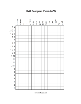 Nonogram - 15x20 - A75 Printable Puzzle