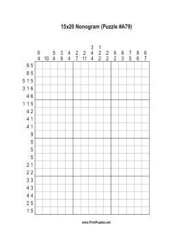 Nonogram - 15x20 - A79 Printable Puzzle