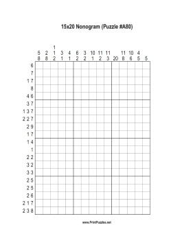Nonogram - 15x20 - A80 Printable Puzzle