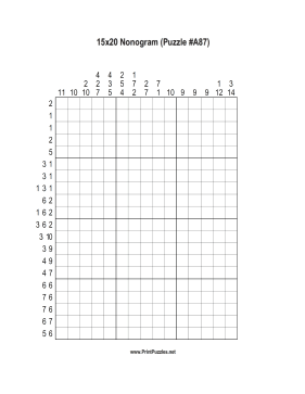 Nonogram - 15x20 - A87 Printable Puzzle