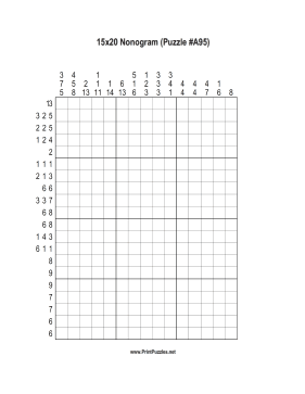 Nonogram - 15x20 - A95 Printable Puzzle