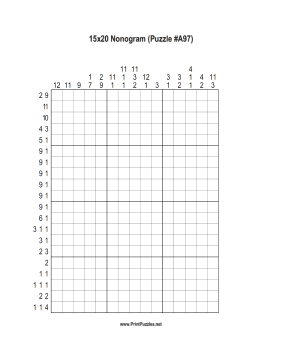 Nonogram - 15x20 - A97 Printable Puzzle