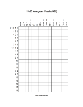 Nonogram - 15x20 - A99 Printable Puzzle