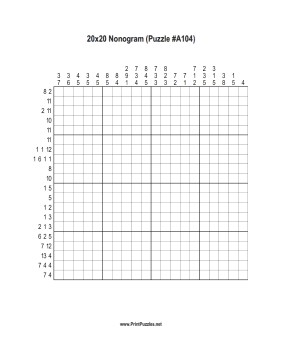 Nonogram - 20x20 - A104 Printable Puzzle