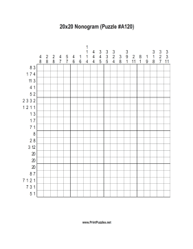 Nonogram - 20x20 - A120 Printable Puzzle