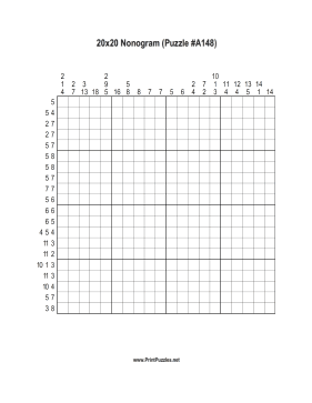 Nonogram - 20x20 - A148 Printable Puzzle