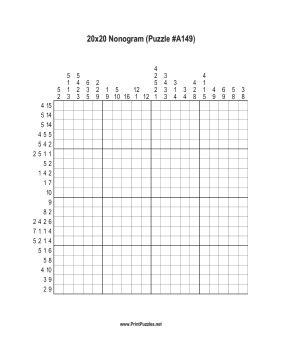 Nonogram - 20x20 - A149 Printable Puzzle