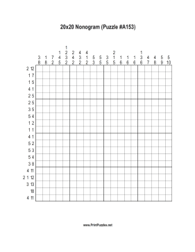 Nonogram - 20x20 - A153 Printable Puzzle