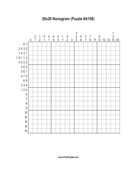 Nonogram - 20x20 - A156 Printable Puzzle