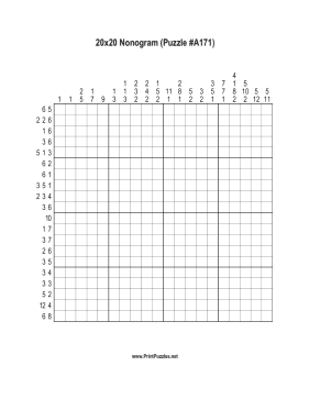 Nonogram - 20x20 - A171 Printable Puzzle