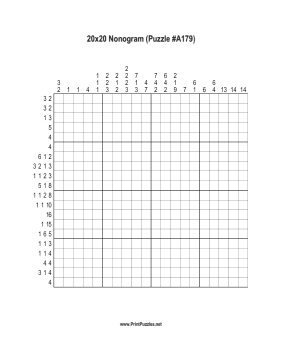 Nonogram - 20x20 - A179 Printable Puzzle