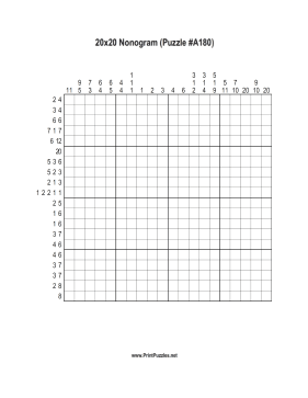 Nonogram - 20x20 - A180 Printable Puzzle