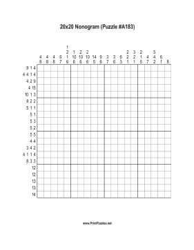 Nonogram - 20x20 - A183 Printable Puzzle