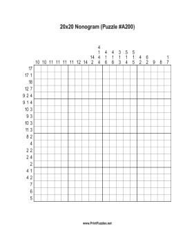 Nonogram - 20x20 - A200 Printable Puzzle