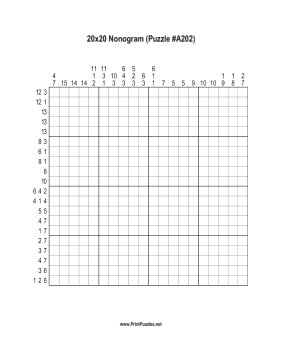 Nonogram - 20x20 - A202 Printable Puzzle