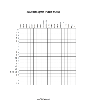 Nonogram - 20x20 - A212 Printable Puzzle