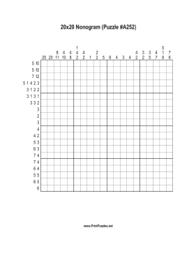Nonogram - 20x20 - A252 Printable Puzzle