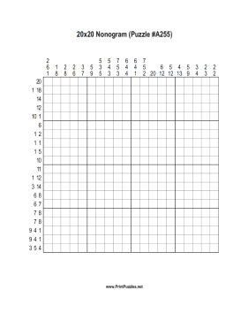 Nonogram - 20x20 - A255 Printable Puzzle