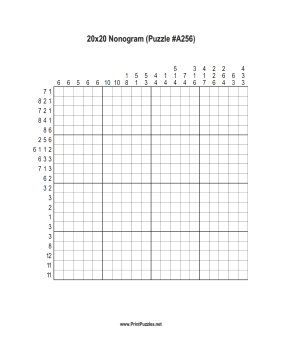 Nonogram - 20x20 - A256 Printable Puzzle