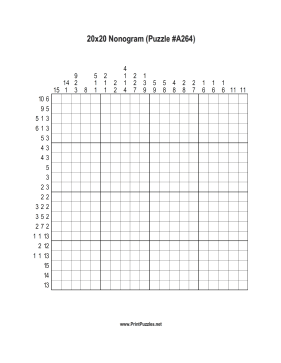 Nonogram - 20x20 - A264 Printable Puzzle