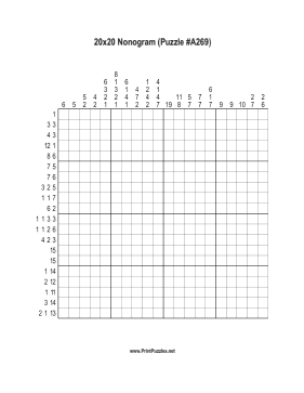 Nonogram - 20x20 - A269 Printable Puzzle