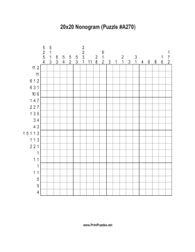 Nonogram - 20x20 - A270 Printable Puzzle