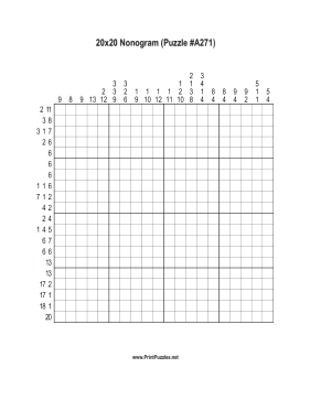 Nonogram - 20x20 - A271 Printable Puzzle