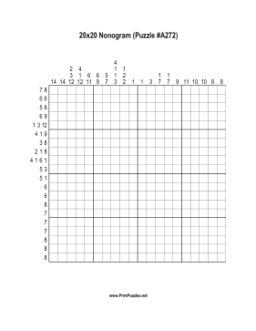 Nonogram - 20x20 - A272 Printable Puzzle