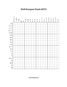 Nonogram - 20x20 - A273 Printable Puzzle