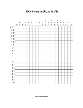 Nonogram - 20x20 - A276 Printable Puzzle